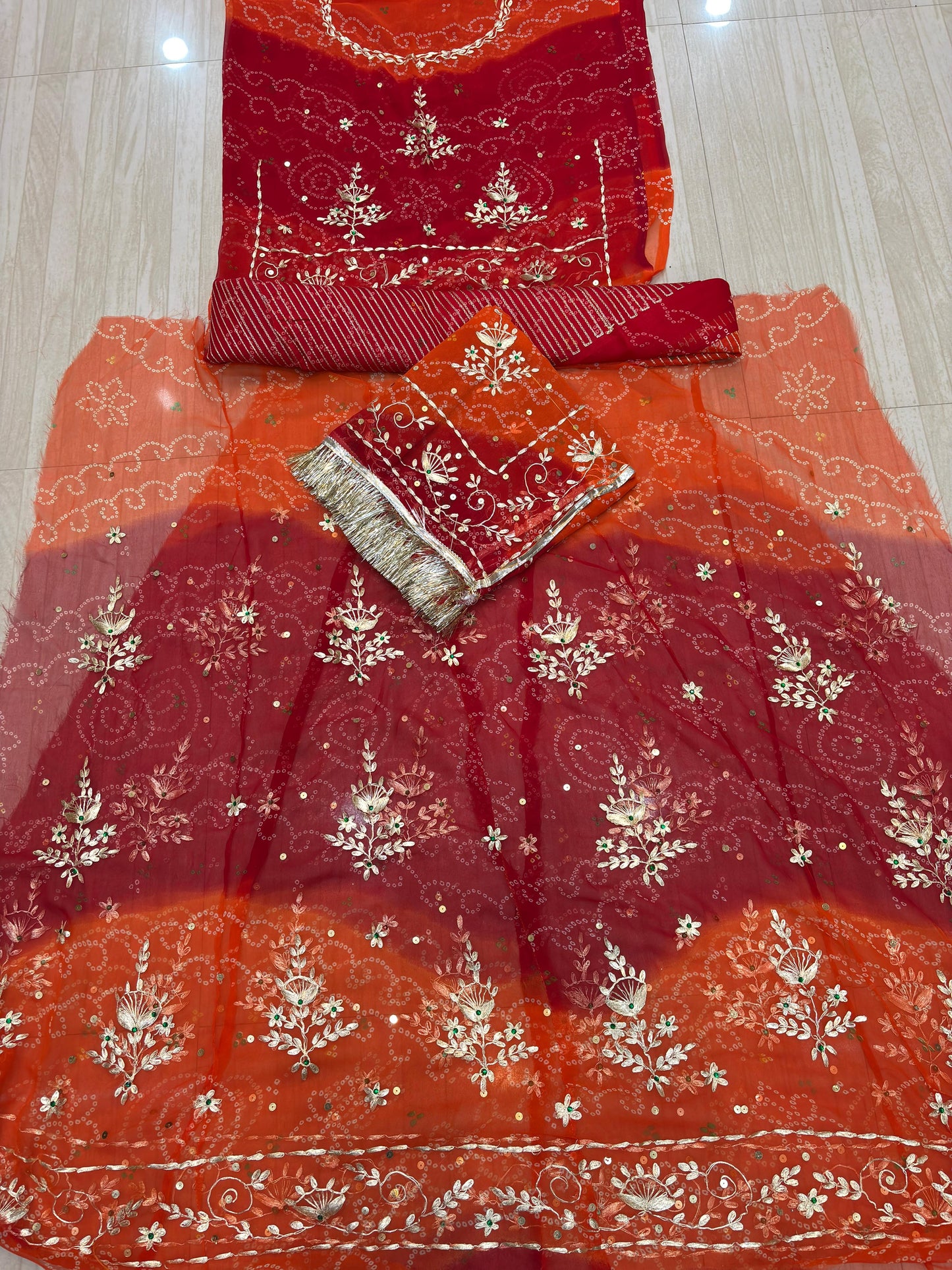 Rai bandej pitten work shaded poshak (Red Orange) 030