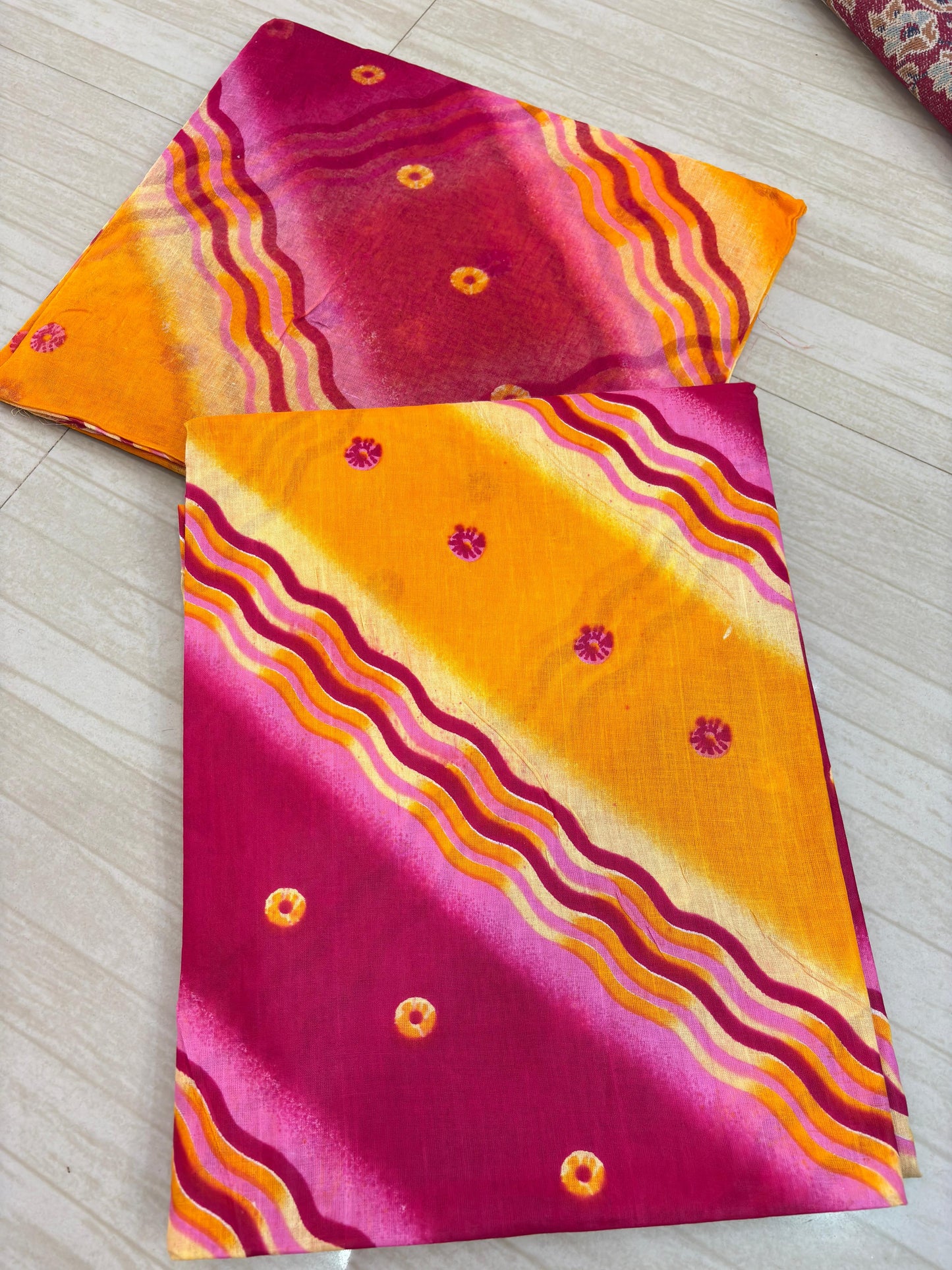 New Lehariya Pattern Suit (Rani with Yellow)- 128