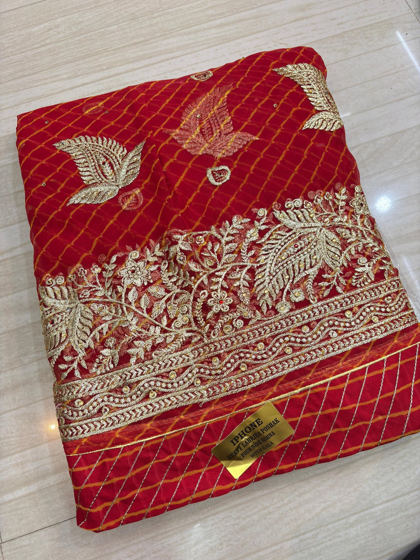 LEHARIYA POSHAK FOUR SIDE ODHNA WITH GALA (RED)- 187
