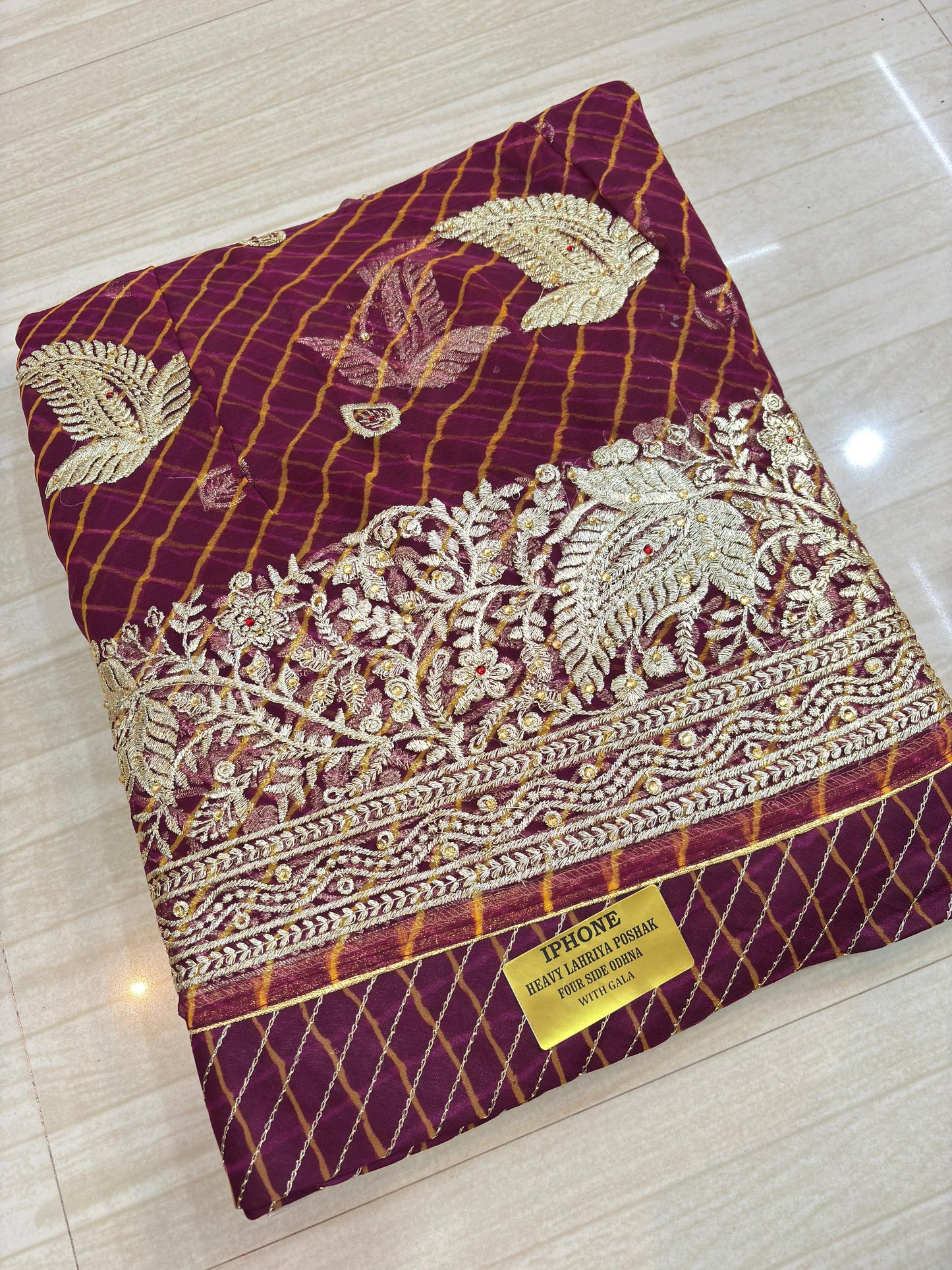 LEHARIYA POSHAK FOUR SIDE ODHNA WITH GALA (DARK PURPLE)- 191