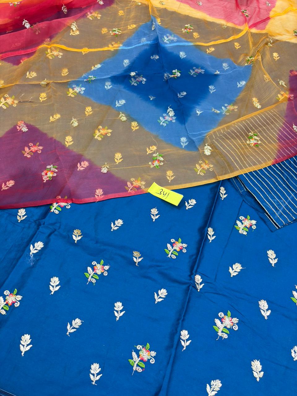 Jaam Cotton Butiq Buti Charak Tora Suit with Mangji (Navy Blue)- 341