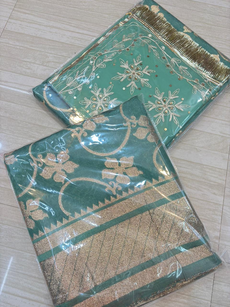 Gota Laffa Suit with Royal Pure Odhna (Turquoise)-361
