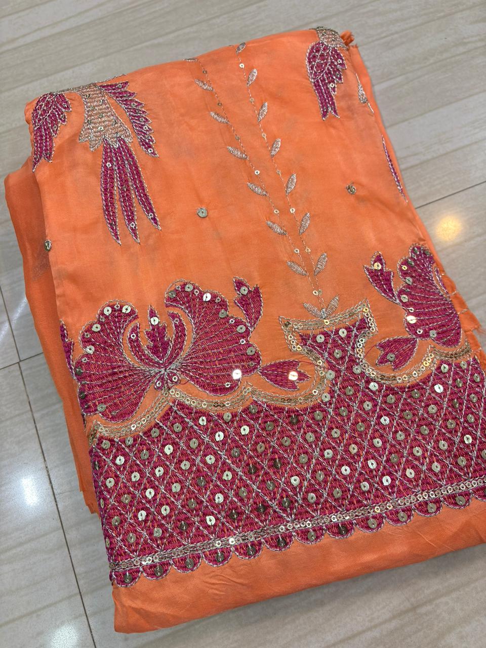Kabutar Upada With Pure Odhna Suit (Peach)-369