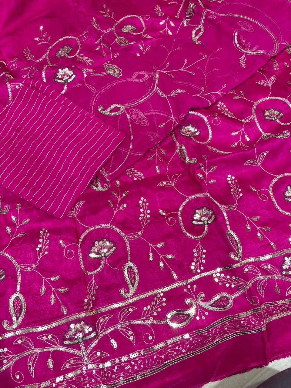 Upada Natural Pure Odhna Suit(Rani) -386