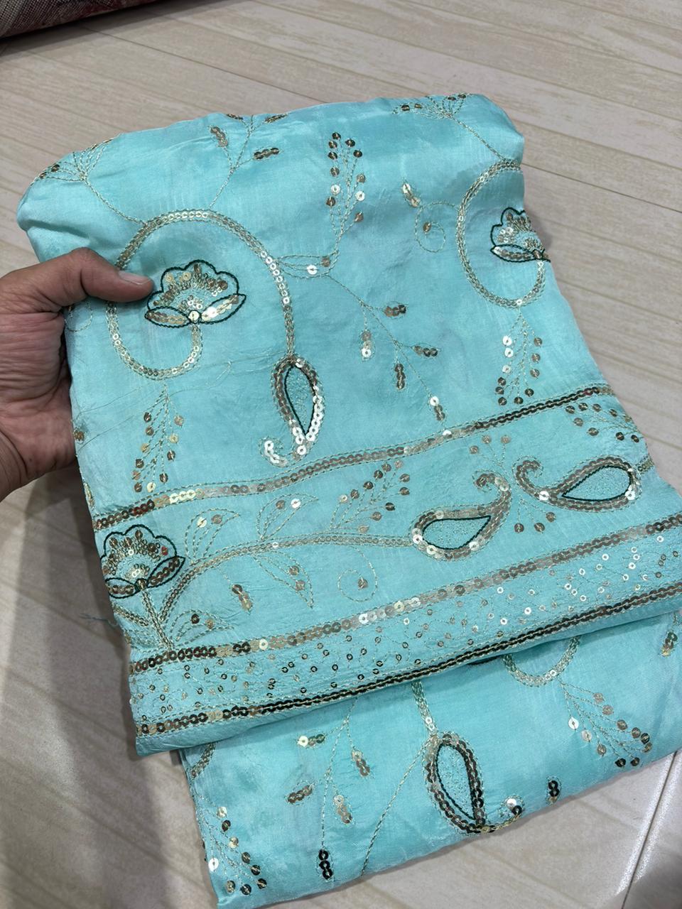 Upada Natural Pure Odhna Suit (Sky Blue) -391