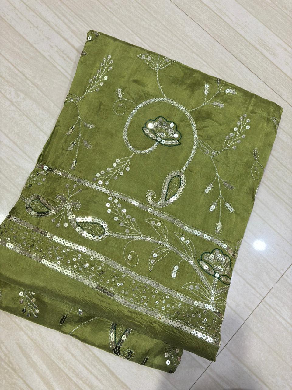 Upada Natural Pure Odhna Suit(Green) -389