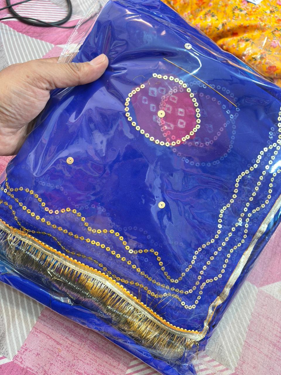 Laddu Tari work poshak (German Blue)- 481