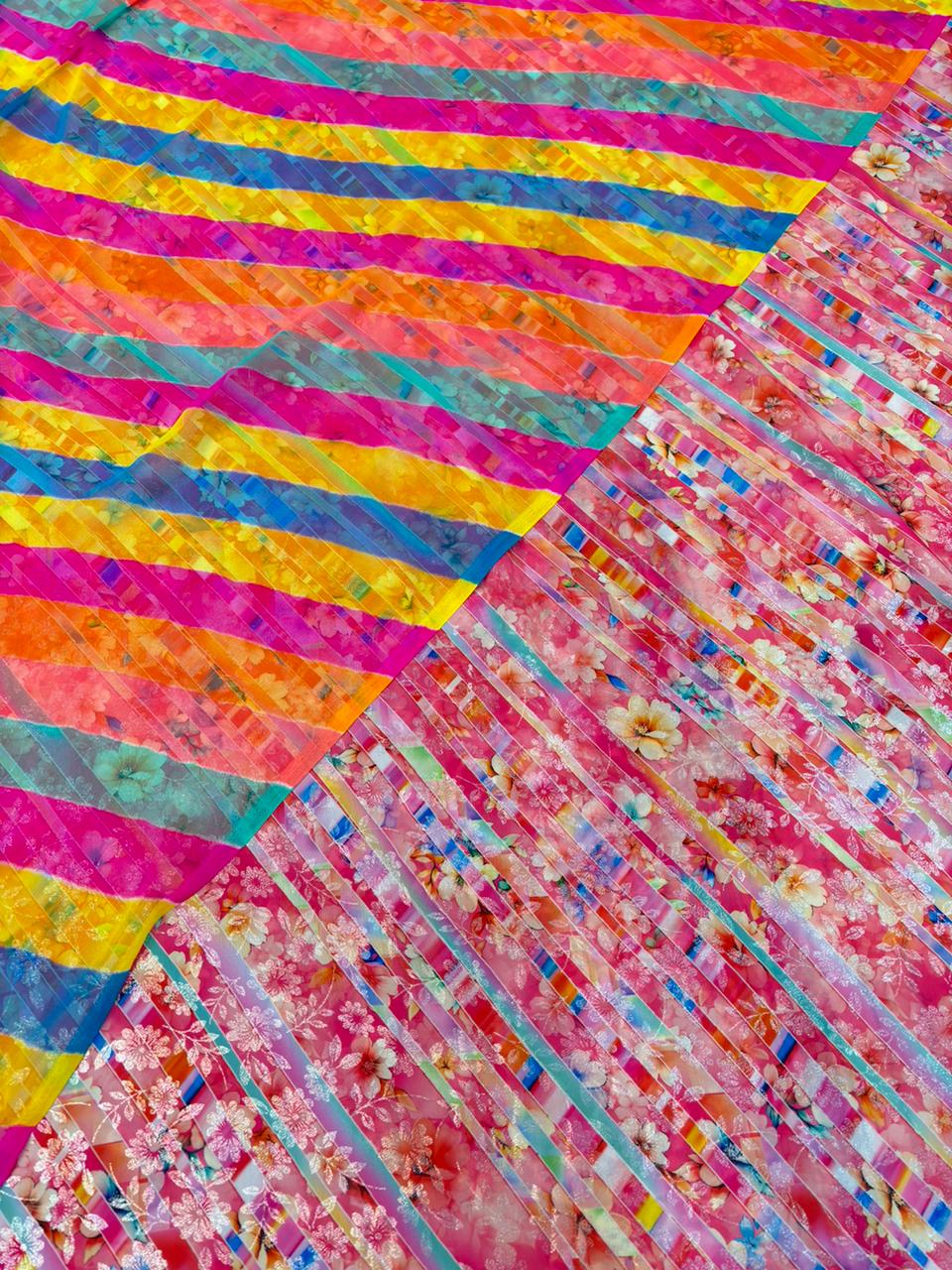 DIGITAL SHIMMER WITH GOLD PURE ODHNA (PASTEL RED) 4 MTR- 579