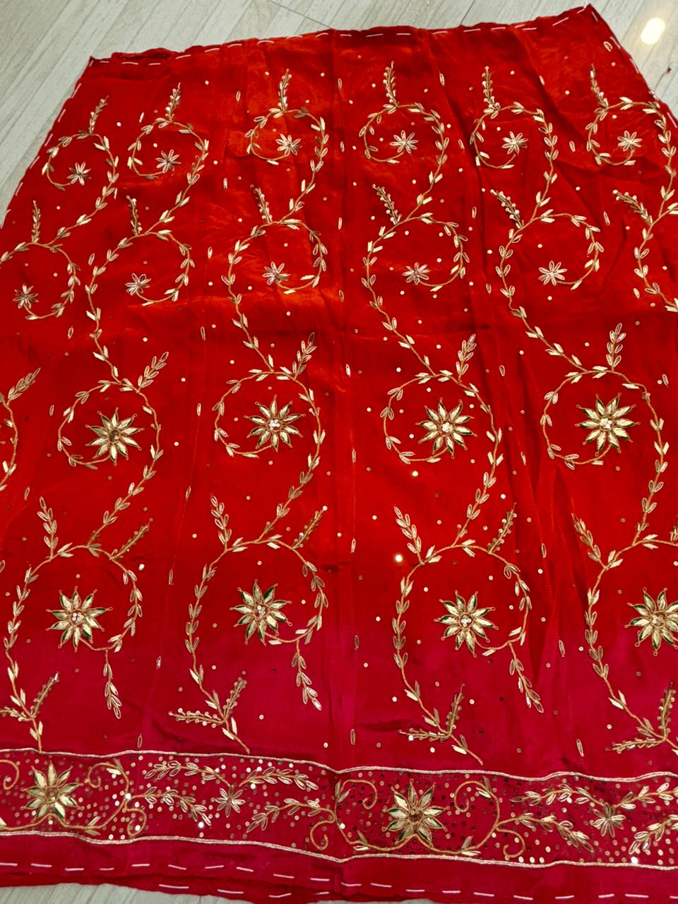 Thakur Ji Pure Shaded Ranka Work Poshak (Red Orange)-662