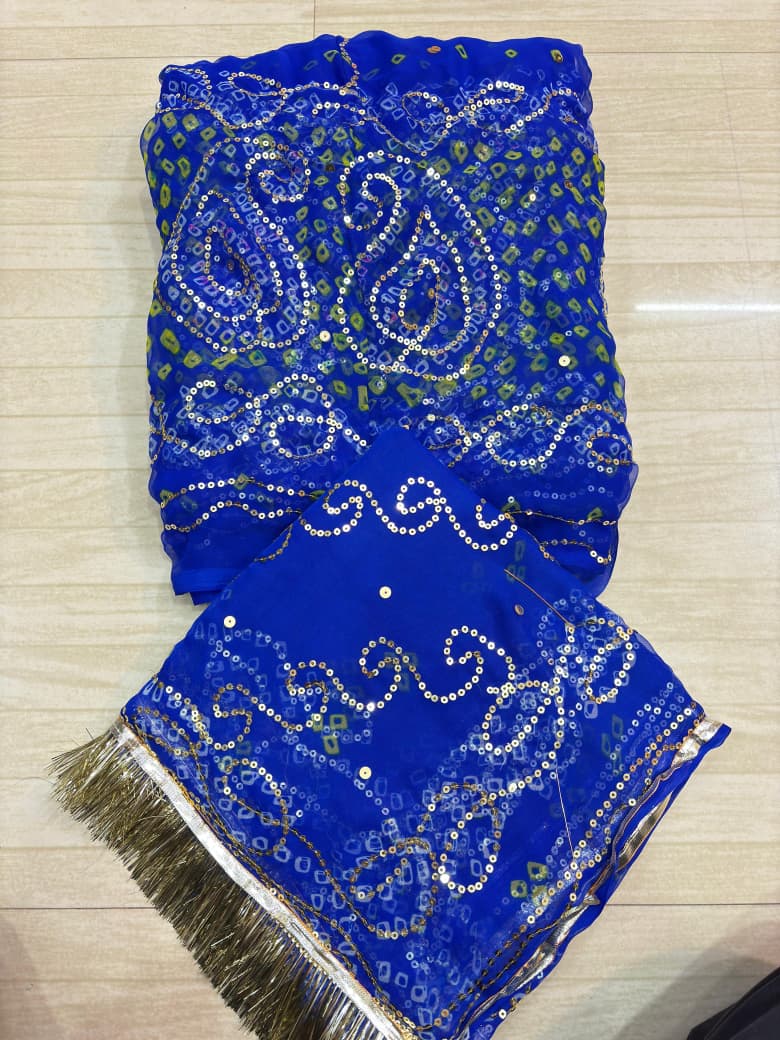 Tari work gold pure border poshak (Royal Blue)-745