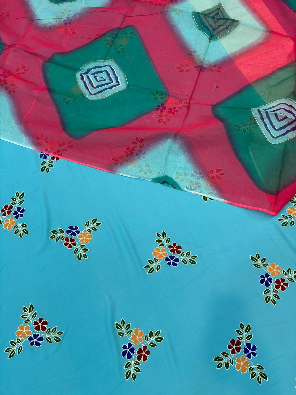 IMPORTED FOIL WITH COTTON HANDWORK ODHNA-1308