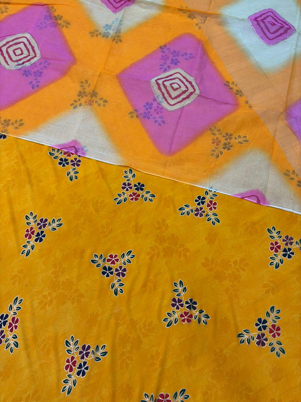 IMPORTED FOIL WITH COTTON HANDWORK ODHNA-1310