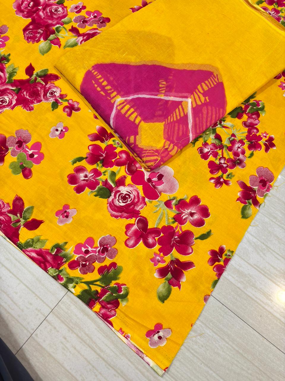 4 mtr +odhna Yellow rani suit- 1647
