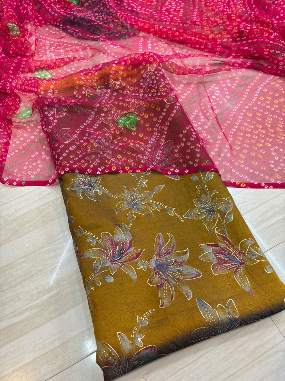 Glass Cotton With Gold Pure Chunari- 2058