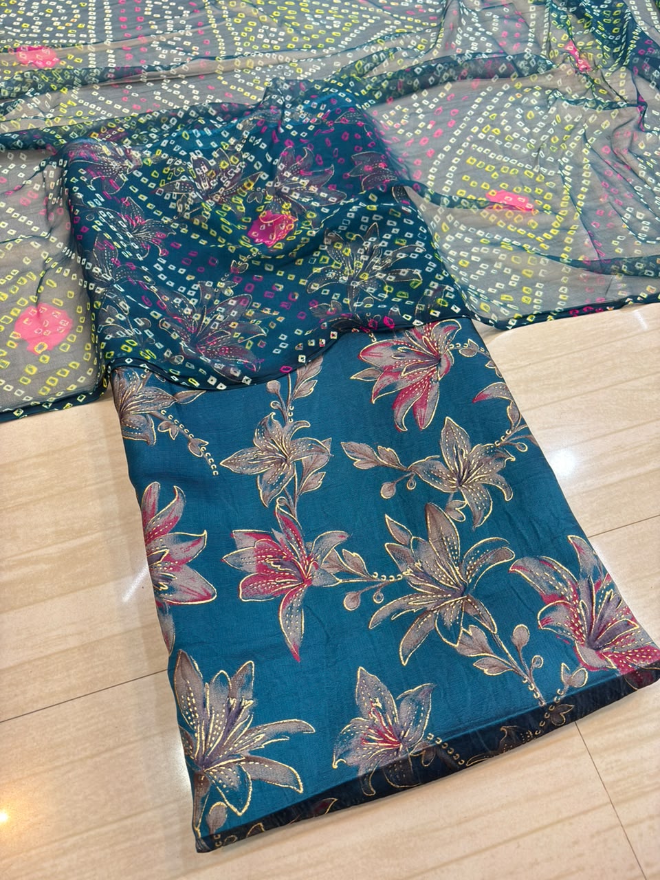 Glass Cotton With Gold Pure Chunari- 2055