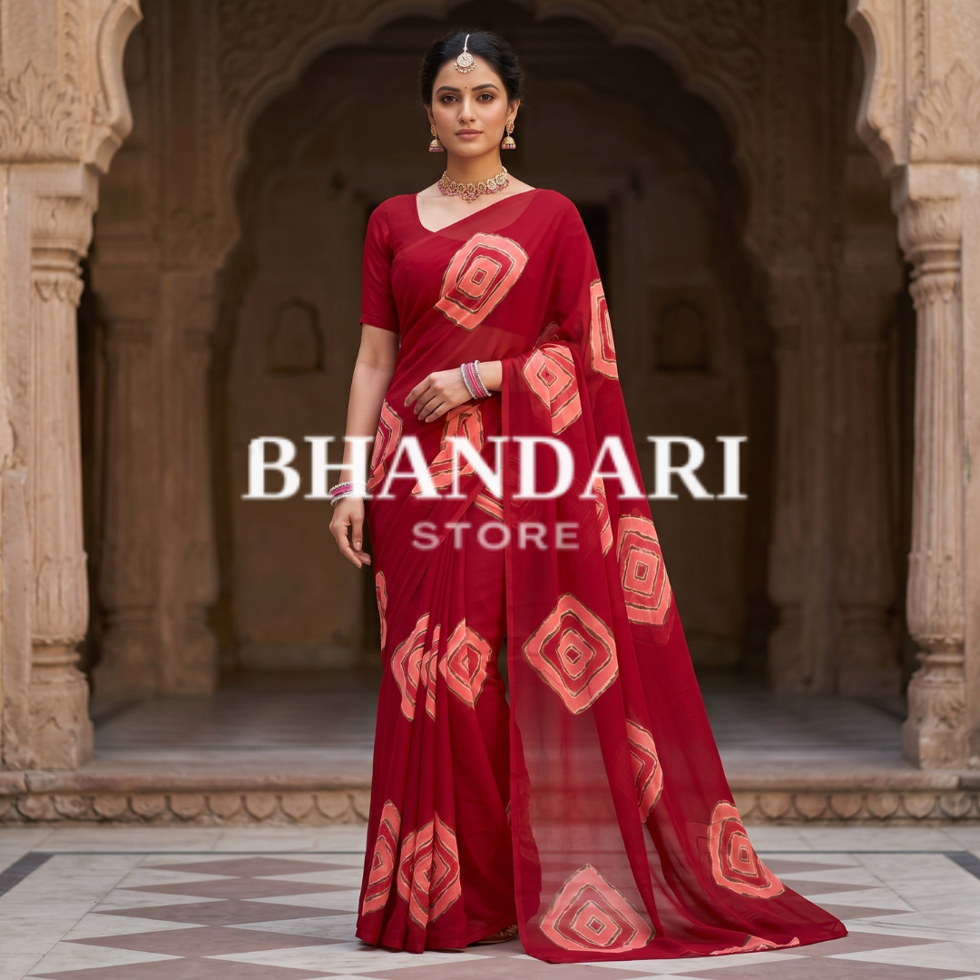 ROYAL PURE BATIQ SAREE (RED)-1373