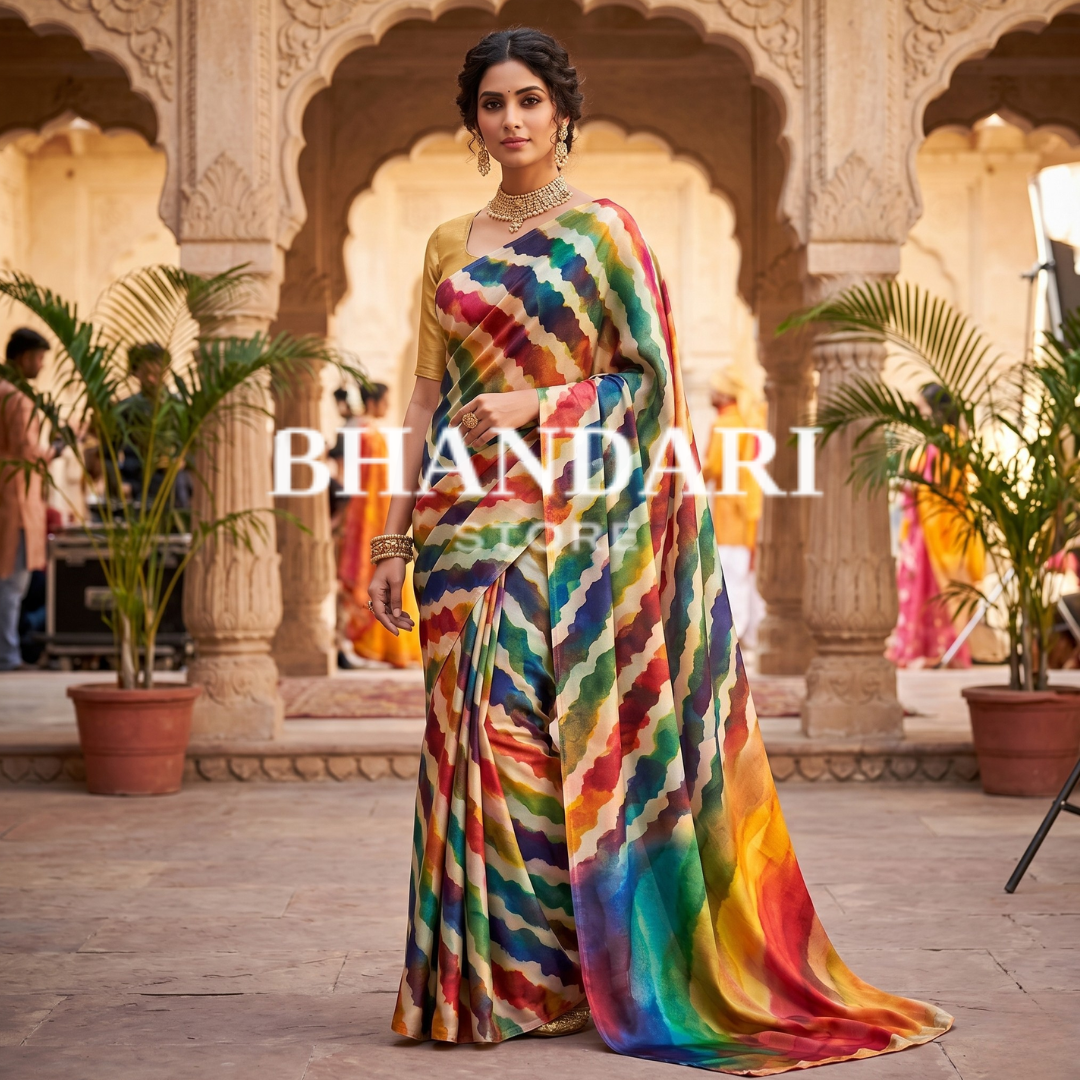 SAREE GOLD PURE SATRANGI LEHARIYA - 183