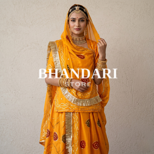 Laddu Tari work poshak (Yellow)- 480