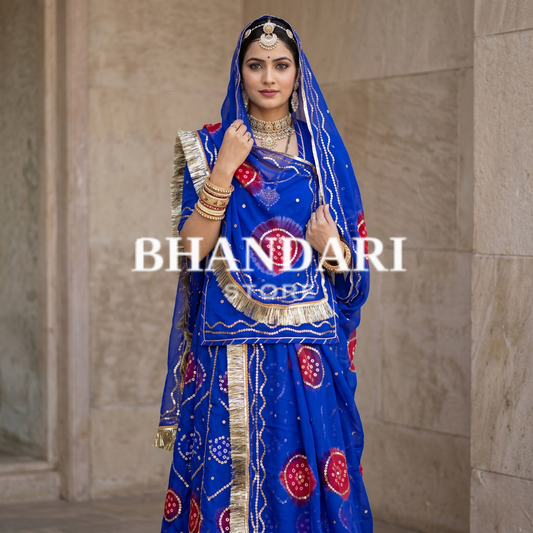 Laddu Tari work poshak (German Blue)- 481