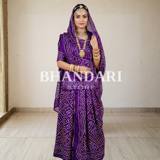 Gold Pure Border Bandhej poshak (Jamuni)-740