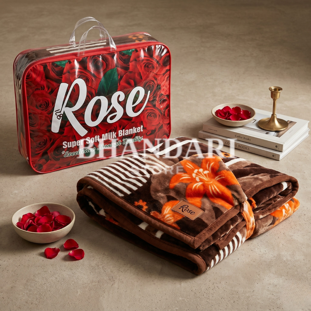 MINK BLANKET SINGLE BED ROSE QUALITY-1292