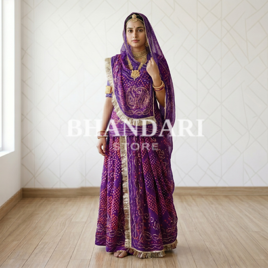 Tari work gold pure border poshak (Jamuni)-744