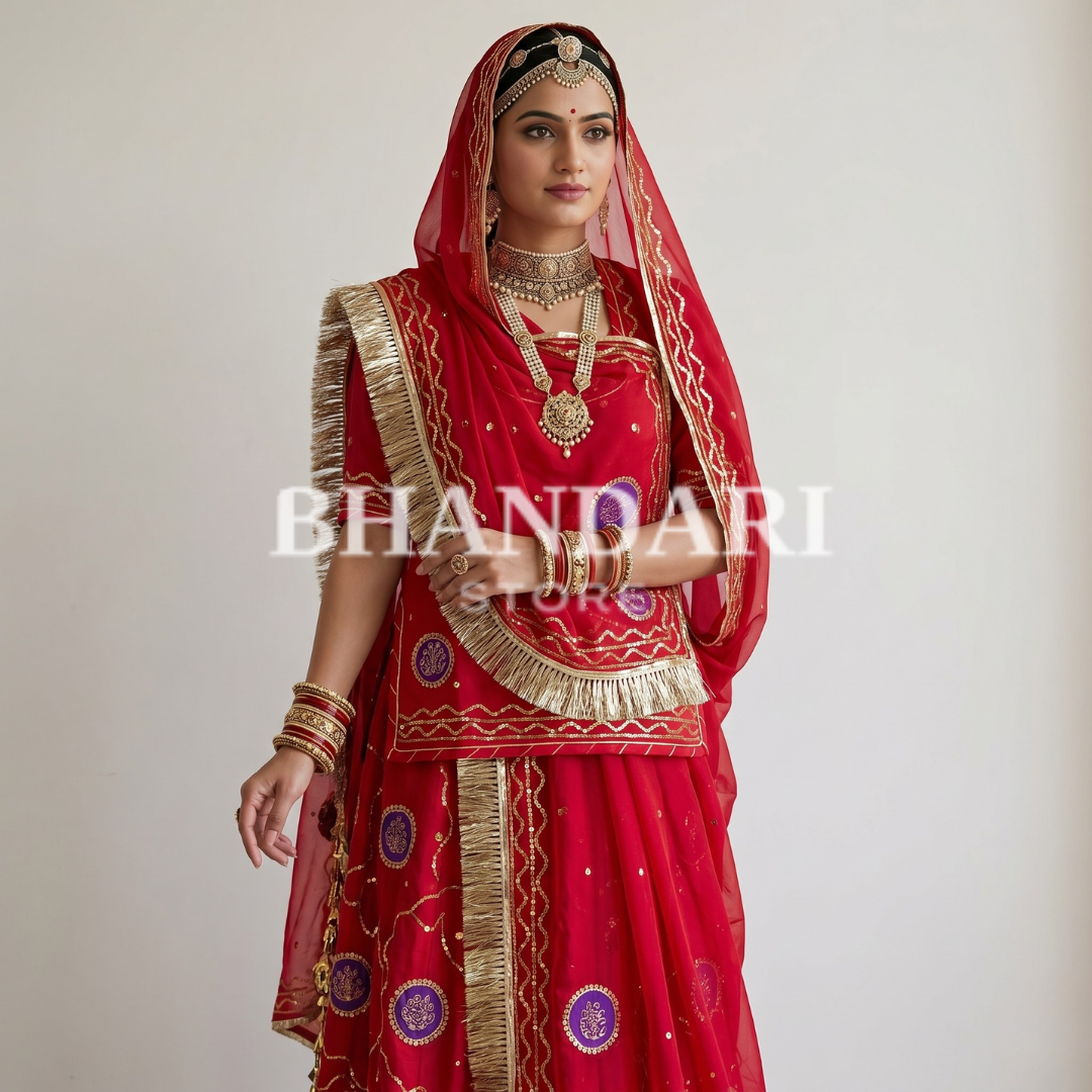 LADDU TARI POSHAK (RED)- 733