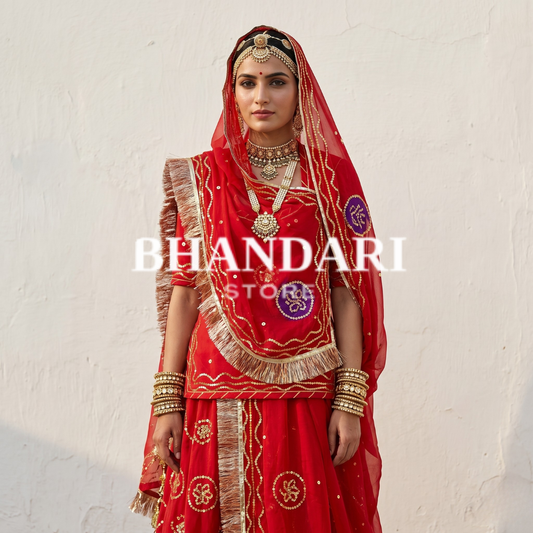 Laddu Tari work poshak (Red)- 483