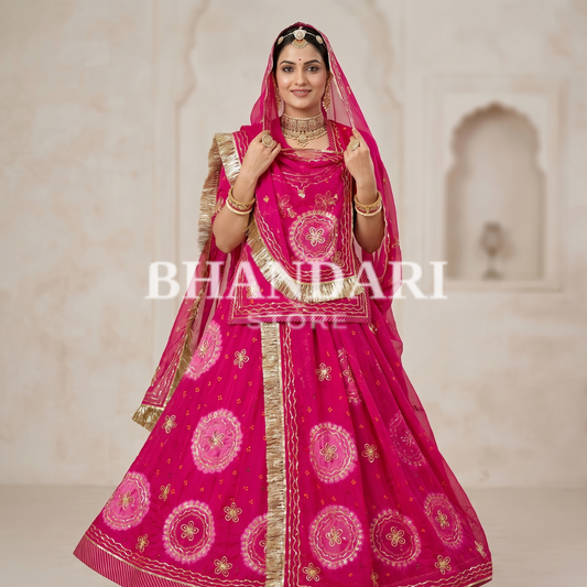 Ghewar Tari Gold Pure Poshak (Rani & Rani)- 789