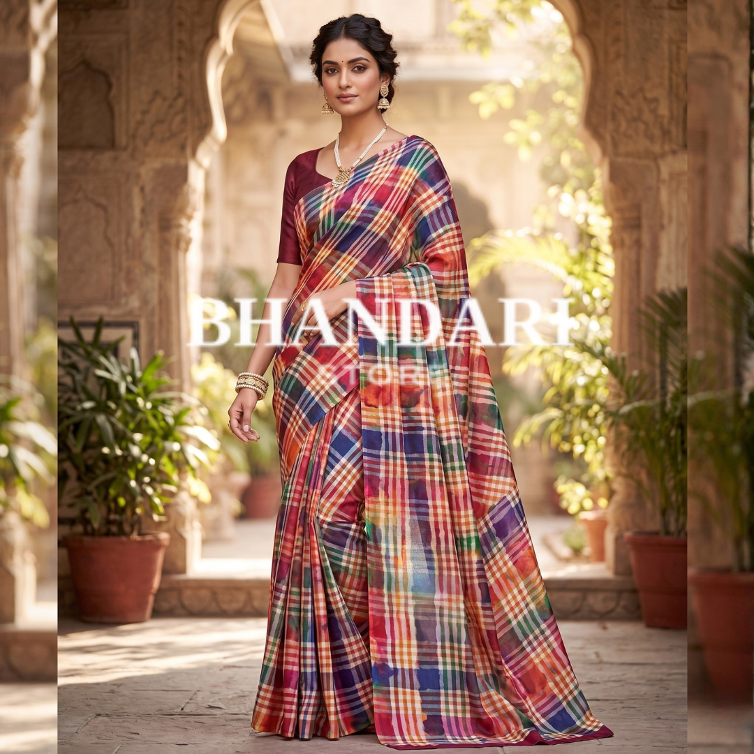 SAREE GOLD PURE PACHRANGI LEHARIYA - 182