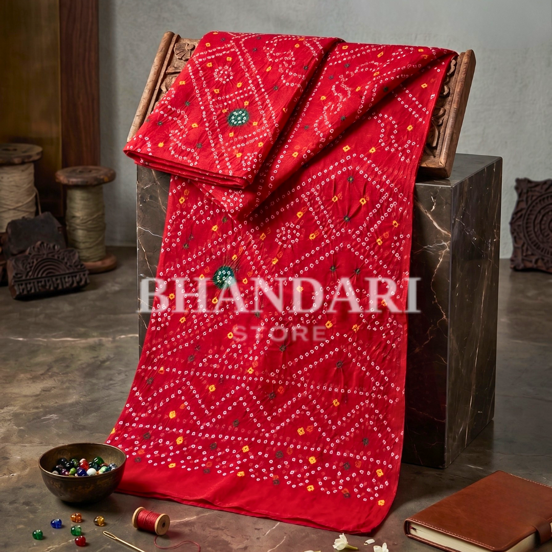 Cotton bandej print odhna 2.50 Meter Full (Red)-1045