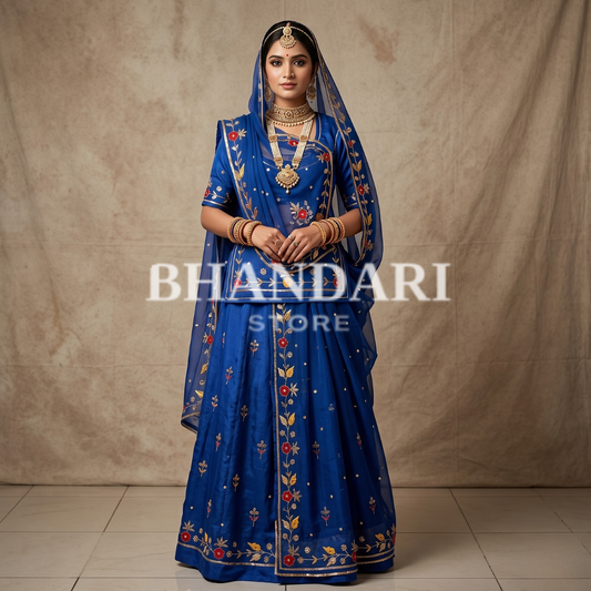 GAJEEH SILK WITH THAKURJI PURE ODHNA BUTIQ SUIT (DARK BLUE)- 622