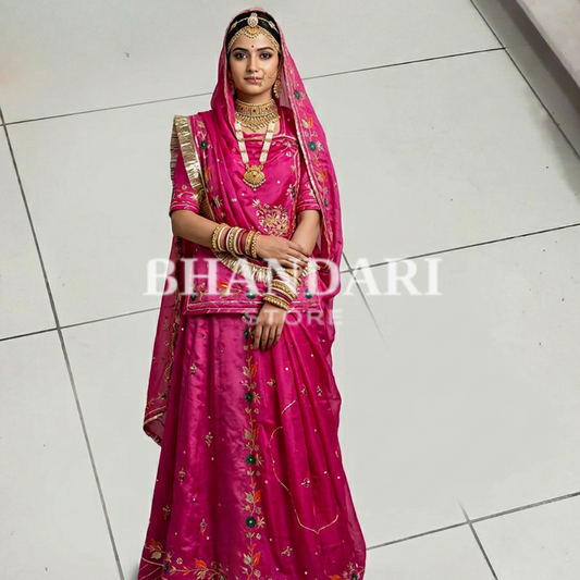 GAJEEH SILK WITH THAKURJI PURE ODHNA BUTIQ SUIT (PINK)- 619