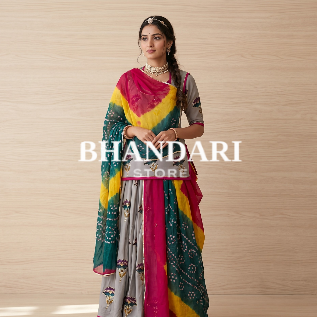 SUIT BSY FLOWER WITH SARBATI ODHNA-1358