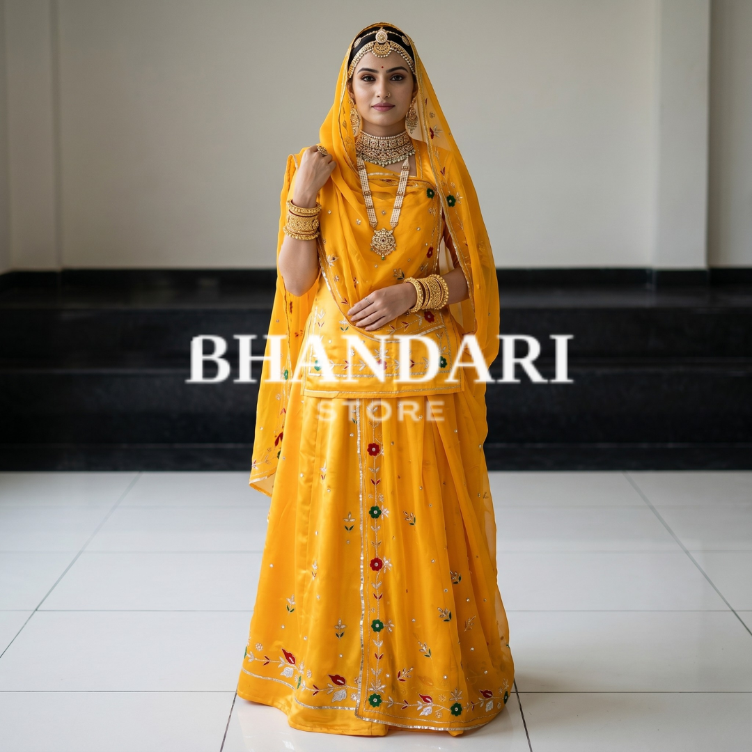 GAJEEH SILK WITH THAKURJI PURE ODHNA BUTIQ SUIT (LEMON YELLOW)- 618