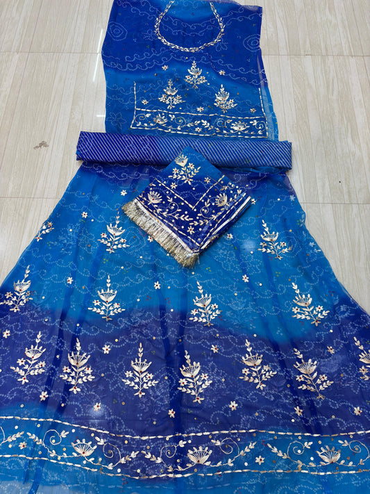 Rai bandej pitten work shaded poshak (Blue with Blue) 033