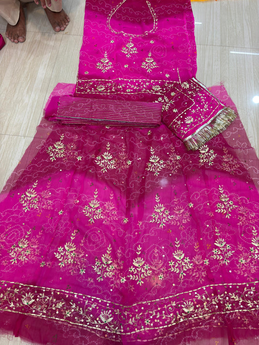 Rai bandej pitten work shaded poshak (Pink With Pink) 031