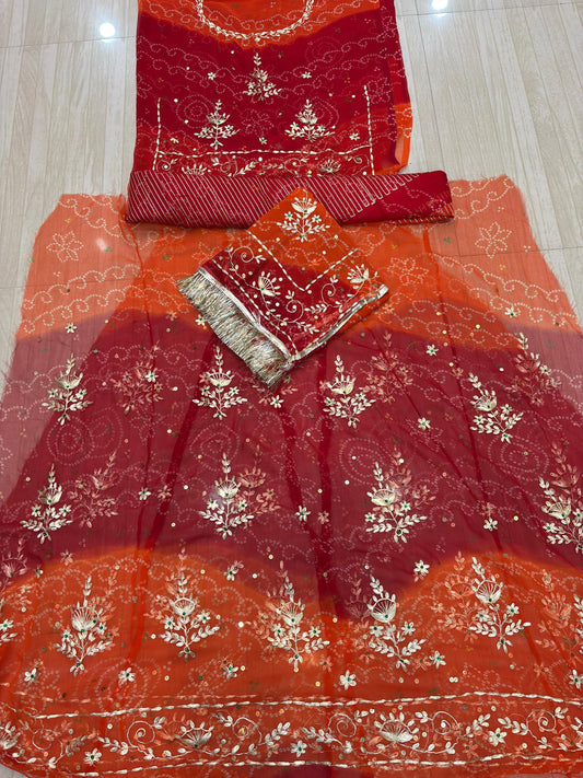 Rai bandej pitten work shaded poshak (Red Orange) 030