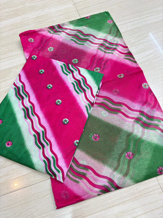 New Multi Lehriya Sawan Suit (Rani With Green)- 102