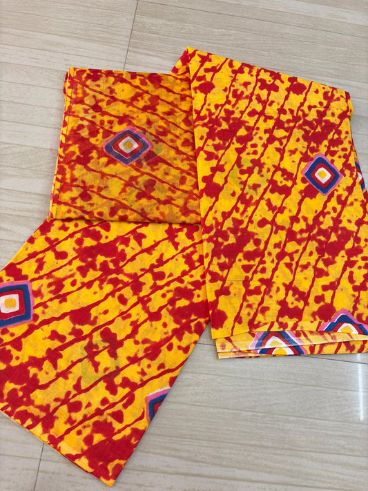 New Lehriya With Siburi With Batiq Suit (Yellow)- 107