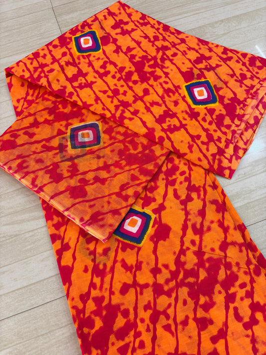 New Lehriya With Siburi With Batiq Suit (Orange)- 106