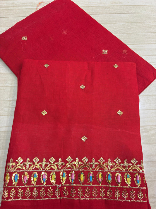 New Butiq Buti Buti Border Suit (Red Rose)- 123