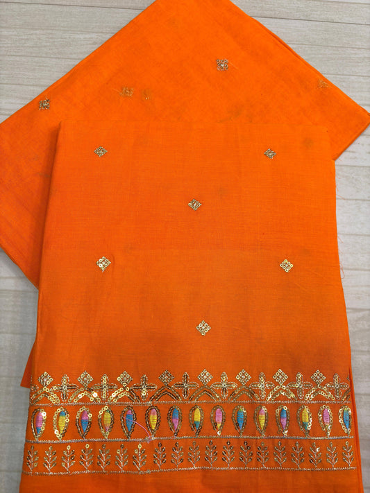 New Butiq Buti Buti Border Suit (Kesariya)- 122