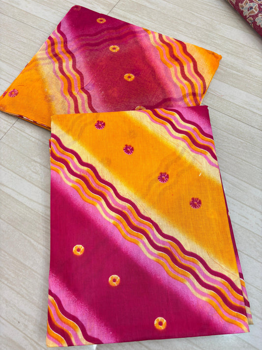 New Lehariya Pattern Suit (Rani with Yellow)- 128
