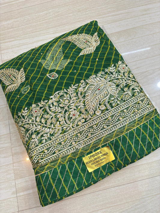 LEHARIYA POSHAK FOUR SIDE ODHNA WITH GALA (GREEN)- 192
