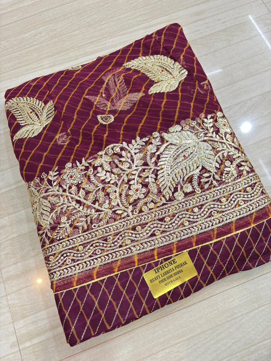 LEHARIYA POSHAK FOUR SIDE ODHNA WITH GALA (DARK PURPLE)- 191