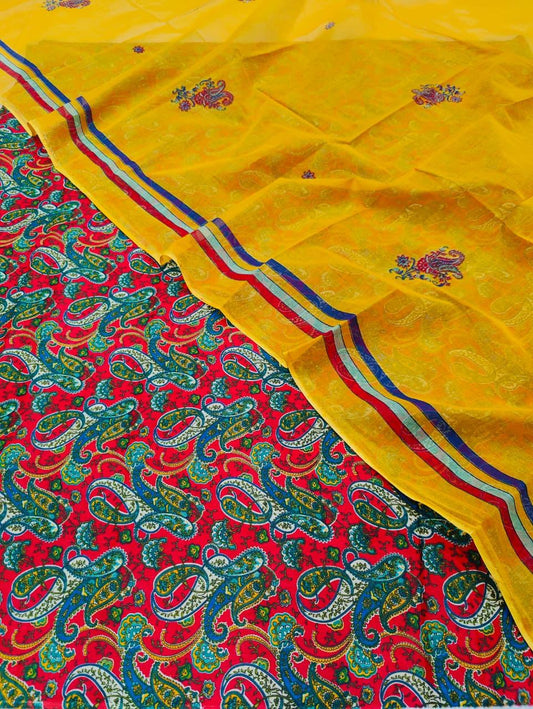 Giza cotton suit sarvati odhna (Red)-213