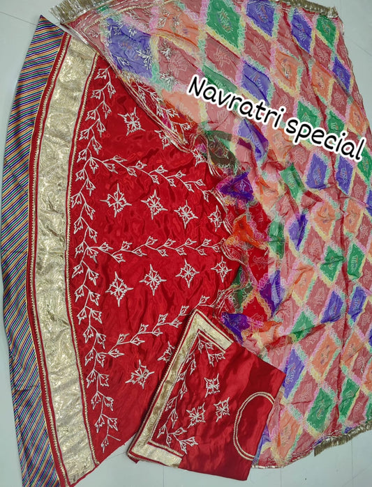 Mugal Mangji Gota Laffa Suit (Red)-222