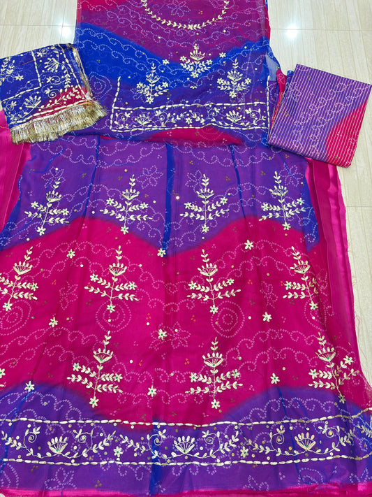 Rai Bandhej Pitten Poshak (Rani Blue)- 248