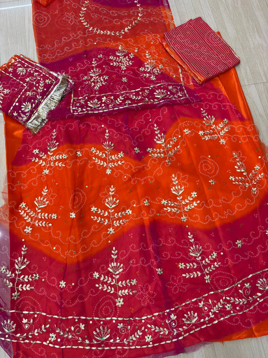 Rai Bandhej Pitten Poshak (Rani Orange)- 246